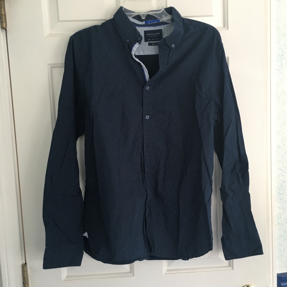 Denim & Flower Navy Microdot Button-Down Shirt